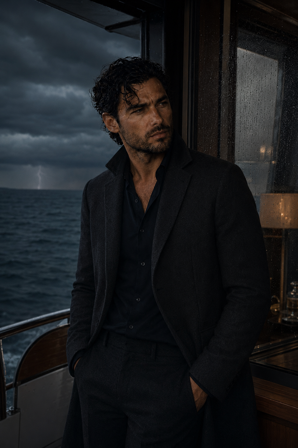 Kieran Blackwell aboard his yacht as a storm gathers